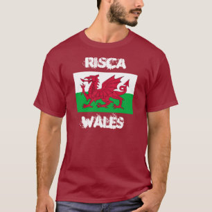 T-shirt Risca, Pays de Galles avec drapeau gallois