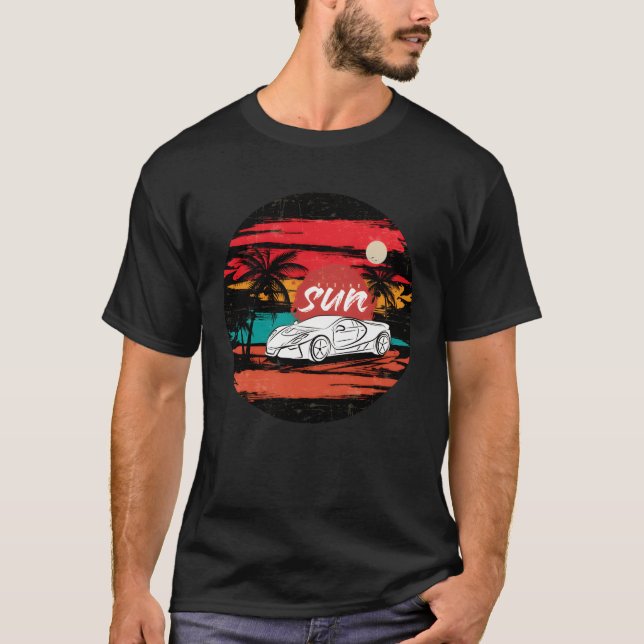 T-shirt Rising Sun Sunset Sports Car gift retro (Devant)