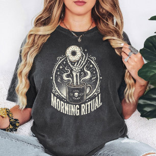 T-shirt Rituel Matinal Donut au Café Main de Squelette