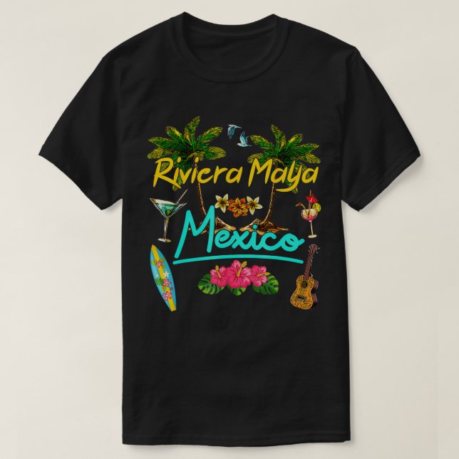 T-shirt Riviera Maya Mexico Plage Summer Palm Sun Set Palm (Design devant)