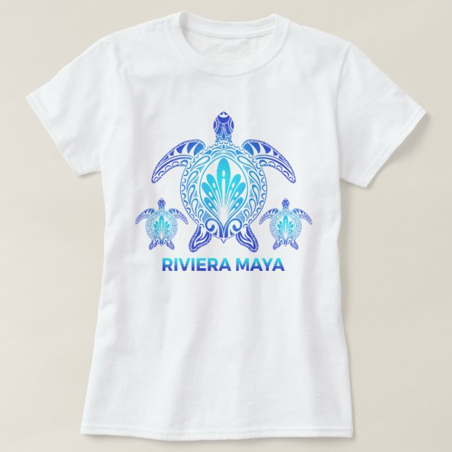 T-shirt Riviera Maya Mexique Océan Blue Sea Turtle Souveni (Design devant)