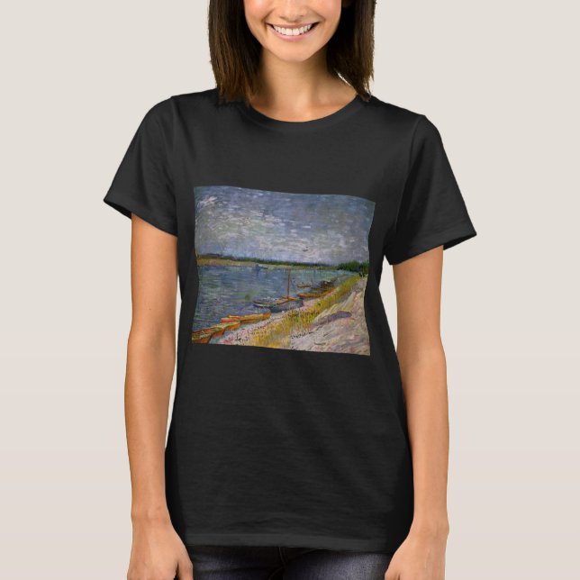 T-shirt Rivière avec bateaux à rames par Vincent van Gogh (Devant)