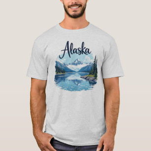 T-shirt Rivière pittoresque de l'Alaska et montagnes Tee