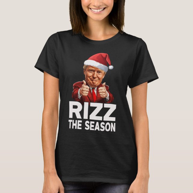 T-shirt Rizz La Saison Noël Drôle Trump Père Noël Pajama (Devant)