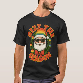 T-shirt Rizz La Saison Tendance Noël Gay Santa Arc-en-Ciel