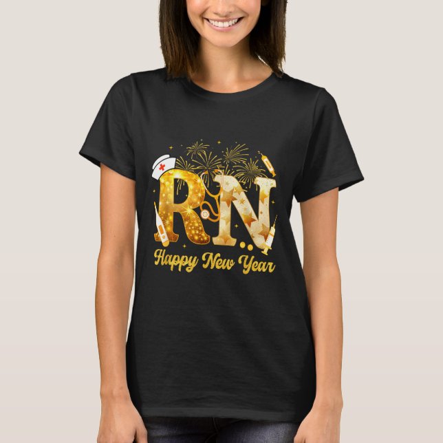 T-shirt Rn Registered Nurse Happy New Year 2026 Fireworks  (Devant)