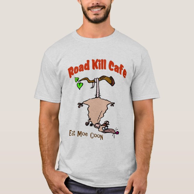 T-shirt Road Kill Cafe - Mange Moe Coon (Devant)