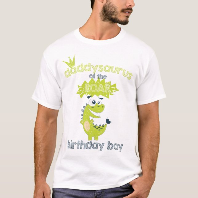 T-shirt ROAR Green Dinosaure personnalisé Anniversaire Pap (Devant)
