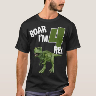 T-shirt Roar I'm 4 TRe Dinosaures fête d'anniversaire 4 an