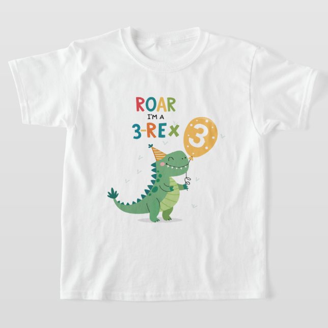 T-shirt Roar Je suis un 3-Rex Enfants Troisième fête d'ann (Poser)