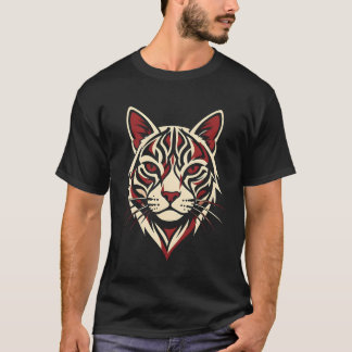 T-shirt Roar of the Tribal Tiger: Geometric Feline Graphic