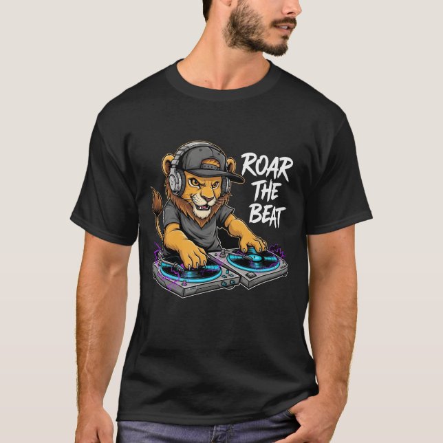 T-shirt Roar the Beat - Lion casques Vibes de musique (Devant)