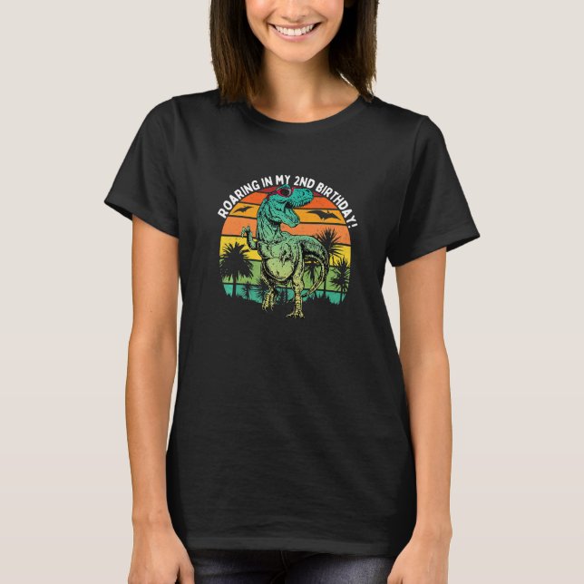 T-shirt Roaring Dans Mon 2E Anniversaire Retro Rex Dinosau (Devant)