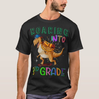 T-shirt Roaring en 3e année de patinage Dinosaur Retour à 