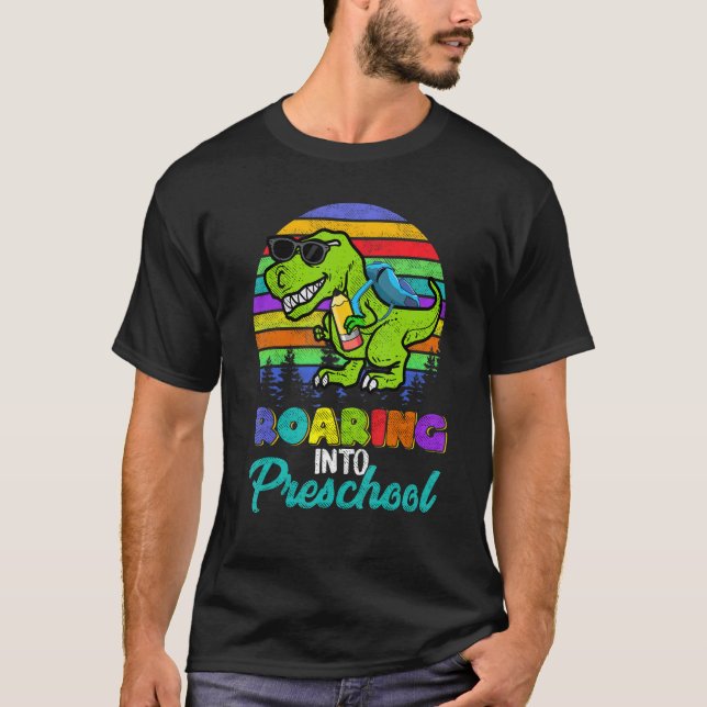 T-shirt Roaring Preschool Dinosaur Rex Back to School Boy  (Devant)