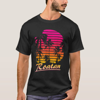 T-shirt Roatan Cool des années 80 Palm Trees coucher de so