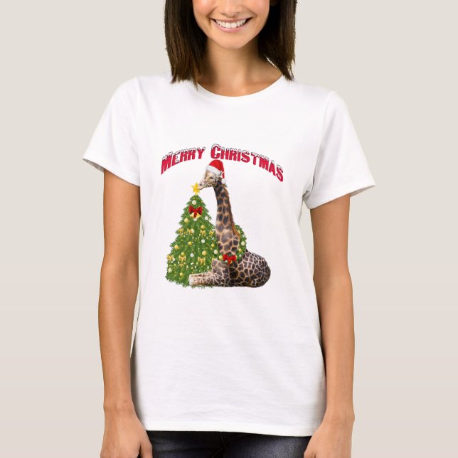 T-shirt Robe de chemise de Noël Giraffe (Devant)