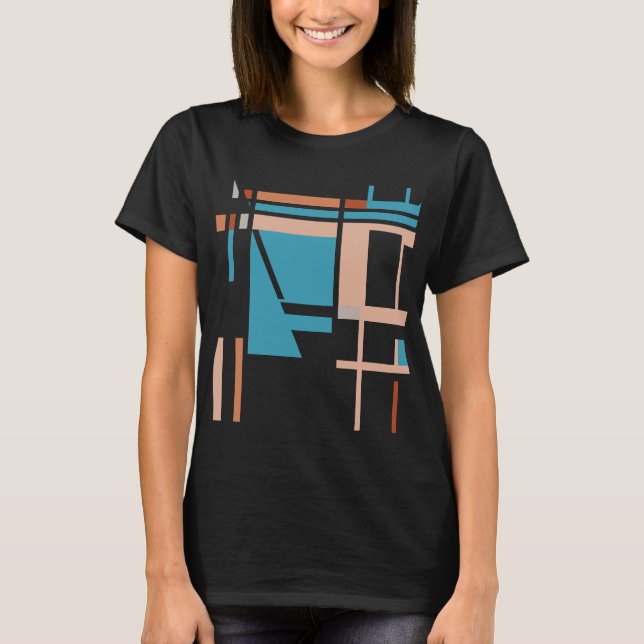 T-shirt Robe de corail bleu turquoise Carrés d'inspiration (Devant)