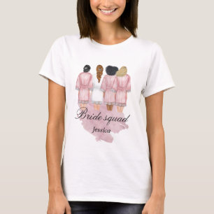 T-shirt robe de mariage de la mariée monogramme rose