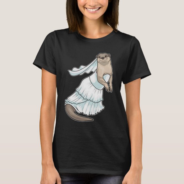 T-shirt Robe de mariée fiancée loutre (Devant)