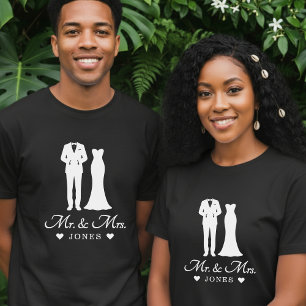 T-shirt Robe de mariée Mr & Mrs Nouveau couple marié