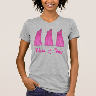 T-shirt Robe rose de femme d'honneur robe de fête nuptiale