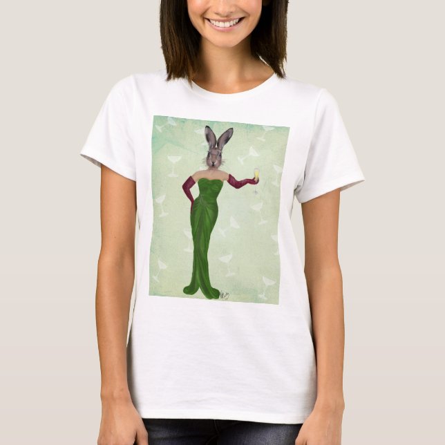 T-shirt Robe verte 2 lapin (Devant)