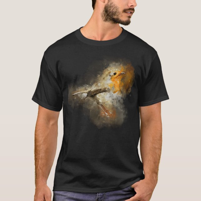 T-shirt Robin Bird Aquarelle Boho Style (Devant)