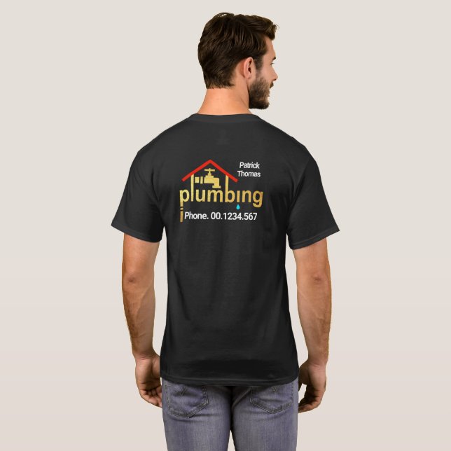 T-shirt Robinet de tuyauterie Creative Gold Home (Dos entier)