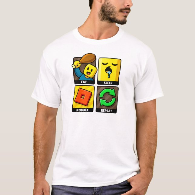 T-shirt Roblox Eat Sleep Repeat Funny Gamer (Devant)