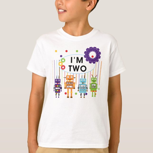 T-shirt Robot 2e chemises et cadeaux d'anniversaire (Devant)