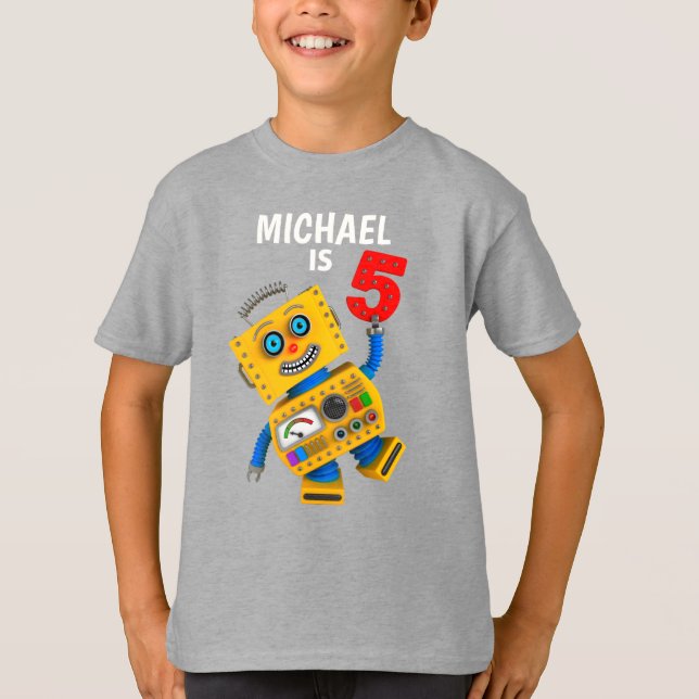 T-shirt Robot 5 ans personnalisable (Devant)