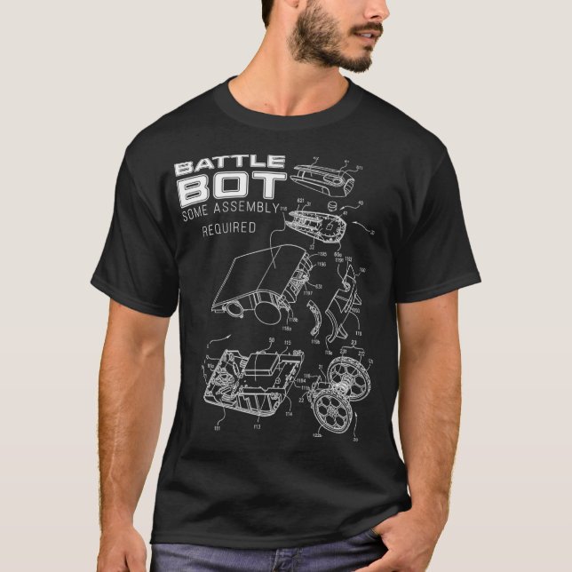 T-shirt Robot Combat Combat Bots de Bataille Style Brevet  (Devant)