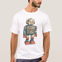 Robot en étain avec casque — Méca à l'ancienne en 