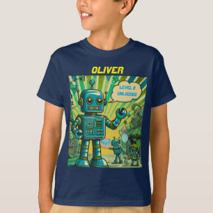 T-shirt Robot garçon d'anniversaire personnalisable