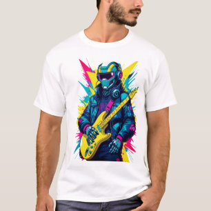 T-Shirt Robot Guitariste Cyberpunk Synthwave Art