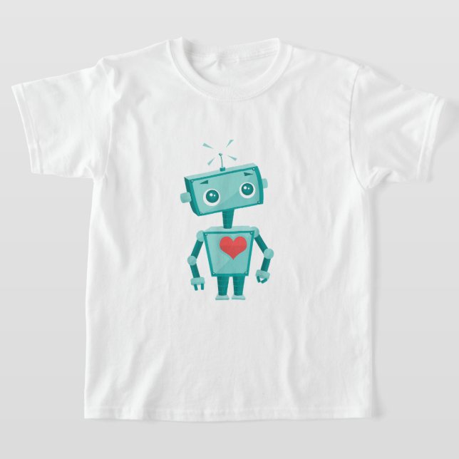 T-shirt Robot Heart Valentine's Day Pour les filles enfant (Poser)