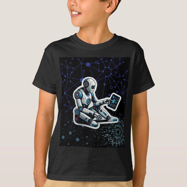 T-shirt Robot IA Sur Ordinateur (Devant)