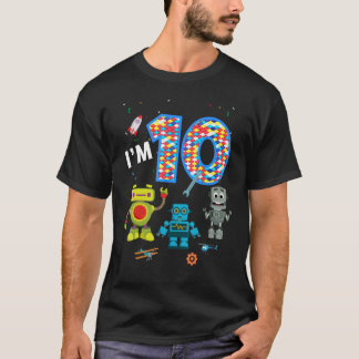 T-shirt Robot mignon 10e anniversaire garçon et filles 10 