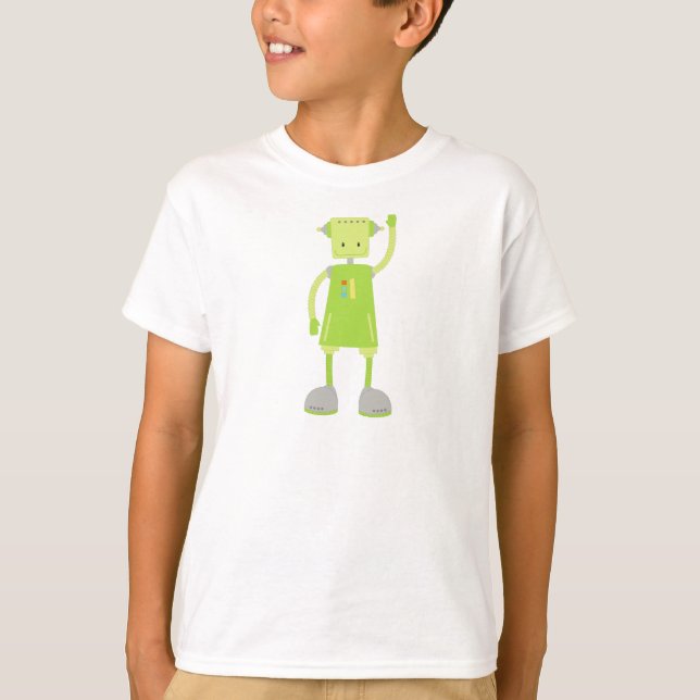 T-shirt Robot mignon, Robot drôle, Robot idiot, Robot vert (Devant)
