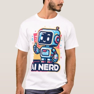T-shirt Robot Nerd Rétro IA
