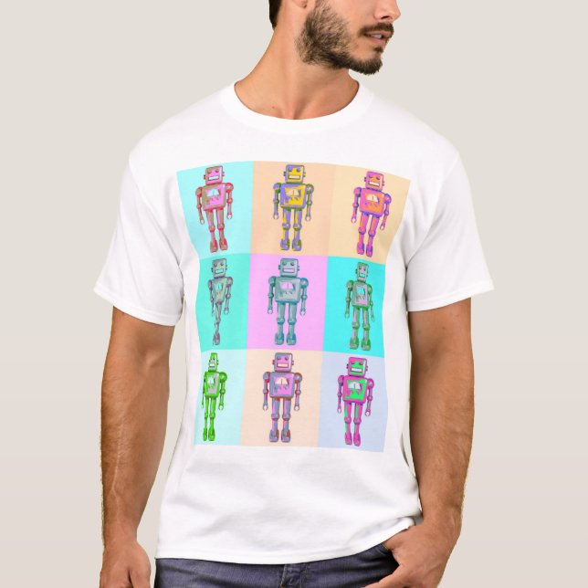 T-shirt Robot Pop Retro v4 (Devant)
