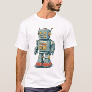 T-shirt Robot rétro en fer-blanc — Méca de dessin animé de
