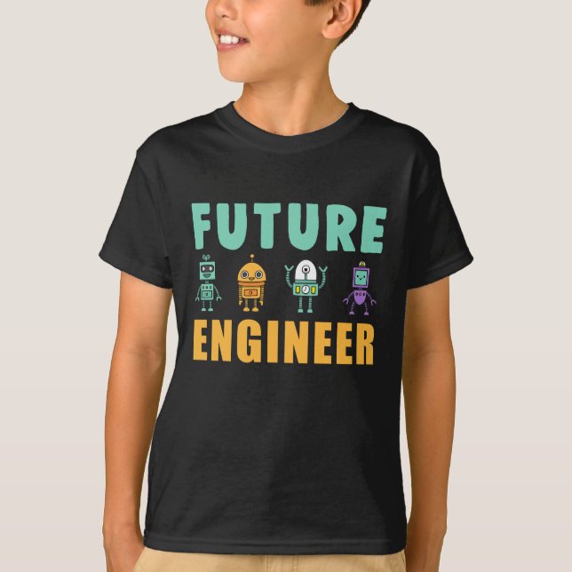 T-shirt Robots Boys Girls Robot Engineer (Devant)
