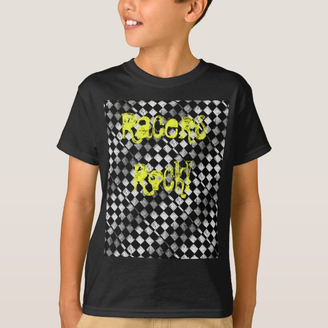 T-shirt Roche de coureurs ! Chemise Checkered de drapeau (Devant)