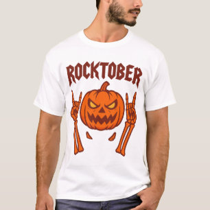 T-shirt Rocher De Rocktober Sur Skeleton Mains Citrouille