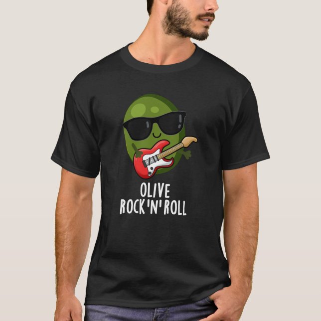 T-shirt Rocher D'Olive Et Rouleau Funny Rocker Pun D'Olive (Devant)