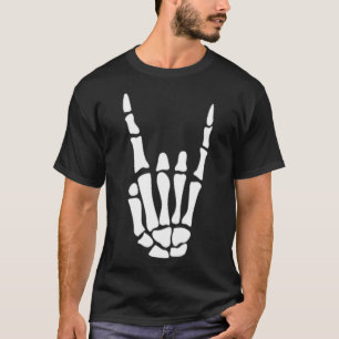 T-shirt Rocher sur squelette Signe main - Hallowee minimal
