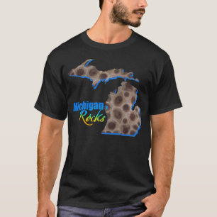T-shirt Roches du Michigan   motif de pierre Petoskey