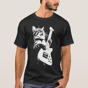 T-shirt Rock Chat Jouer Guitare - Funny Guitare